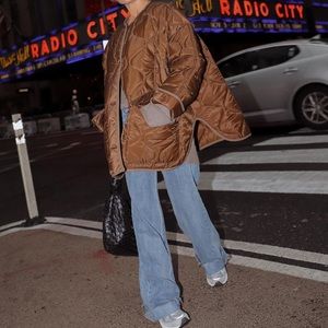 Frankie shop teddy quilted jacket in brown